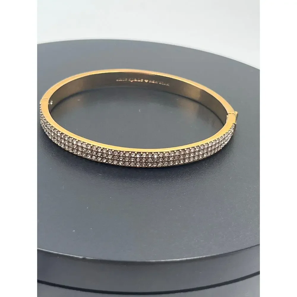 Kate Spade NY Heavy‎ Metals Row Pave Hinged Bangle Bracelet in clear/rose gold